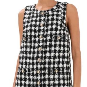 Reformation Black and White Tweed Button Front Shift Dress
